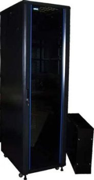 Шкаф серверный Lanmaster (TWT-CBB-42U-8X8-G1) напольный 42U 800x800мм пер.дв.стекл задн.дв.стал.лист 2 бок.пан. 800кг черный