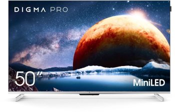 Телевизор-LCD QLED Digma Pro 50" Mini LED 50Q Google TV Frameless серебристый/серебристый 4K Ultra HD 144Hz MEMC DVB-T DVB-T2 DVB-C DVB-S DVB-S2 USB W
