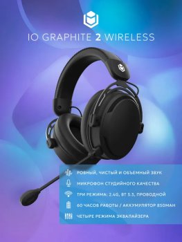 Наушники с микрофоном IO by Red Square Graphite 2 Wireless Беспроводные полноразмерные наушники, черные