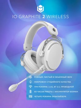 Наушники с микрофоном IO by Red Square Graphite 2 Wireless Беспроводные полноразмерные наушники, белые