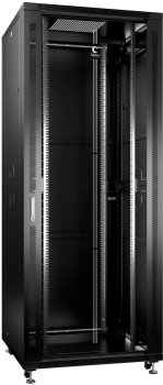 Шкаф серверный Cabeus (SH-05C-42U80/100-BK) напольный 42U 800x1000мм пер.дв.стекл металл 800кг черный 900мм 2055мм IP20 сталь