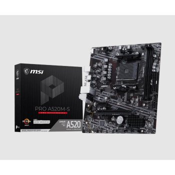Материнская плата MSI PRO A520M-S AM4 AMD A520 2x DDR4 1xPCI-E x16 1xM.2 HDMI