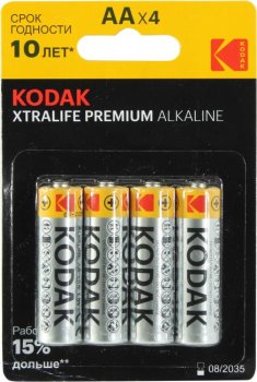 Батарейка Kodak XTRALIFE PREMIUM <CAT30423886-RU1> (LR6, Size AA, 1.5V, alkaline) <уп. 4 шт>