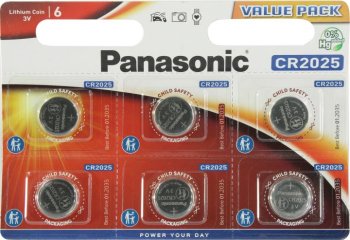 Батарейка Panasonic CR-2025EL/6BW (Li, 3V) <уп. 6 шт>