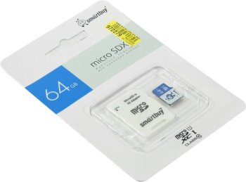 Карта памяти [NEW] SmartBuy <SB64GMSDU1BLUE01> microSDXC 64Gb UHS-I U1 Class10 + microSD-->SD Adapter