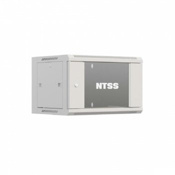 Шкаф NTSS настенный телекоммуникационный NTSS W 9U 600х450х500мм, 2 профиля 19, дверь стеклянная, боковые стенки съемные, задняя стенка, разобранный,